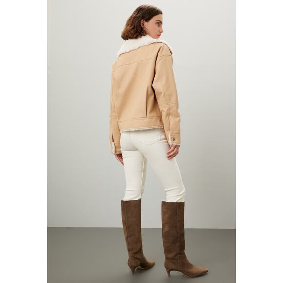 Derek Lam Collective Oversized Faux Leather Shearling Aviator Jacket Size Medium - Picture 5 of 5